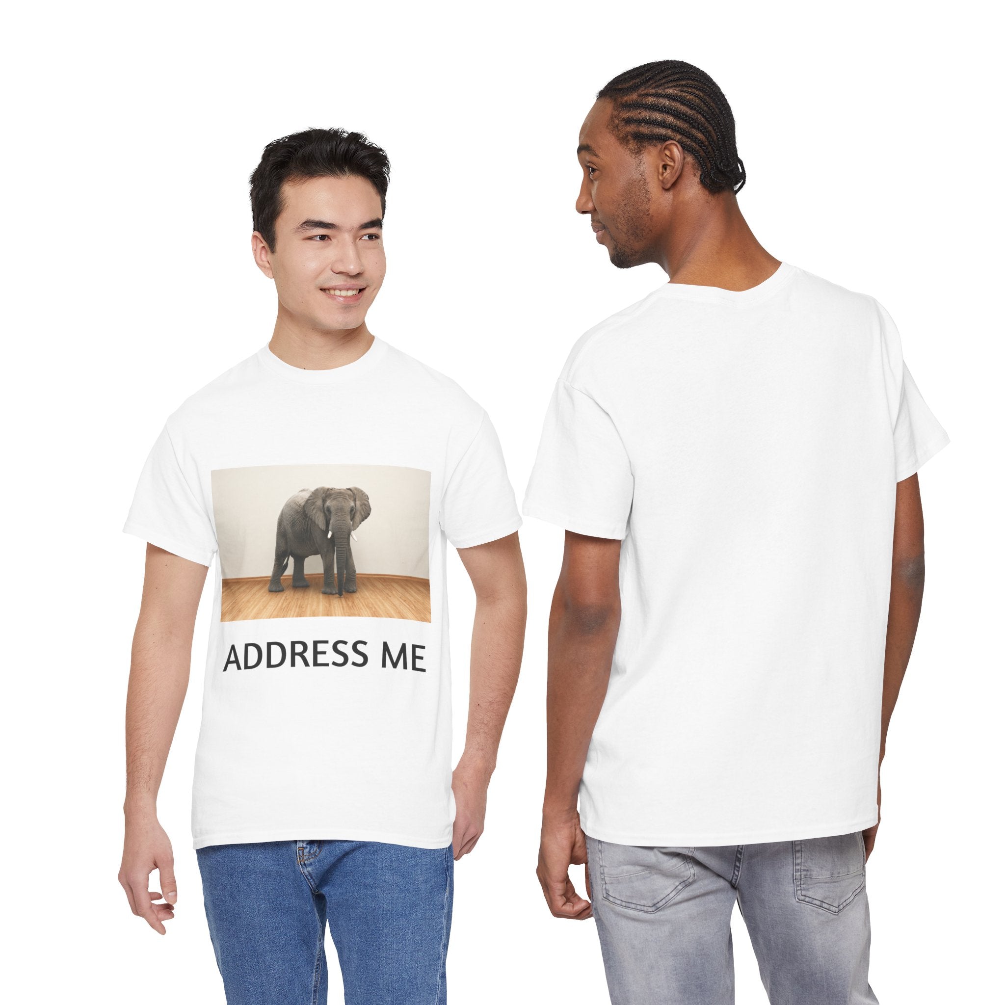 Elephant in the Room T-Shirt — "ADDRESS ME" Graphic Tee